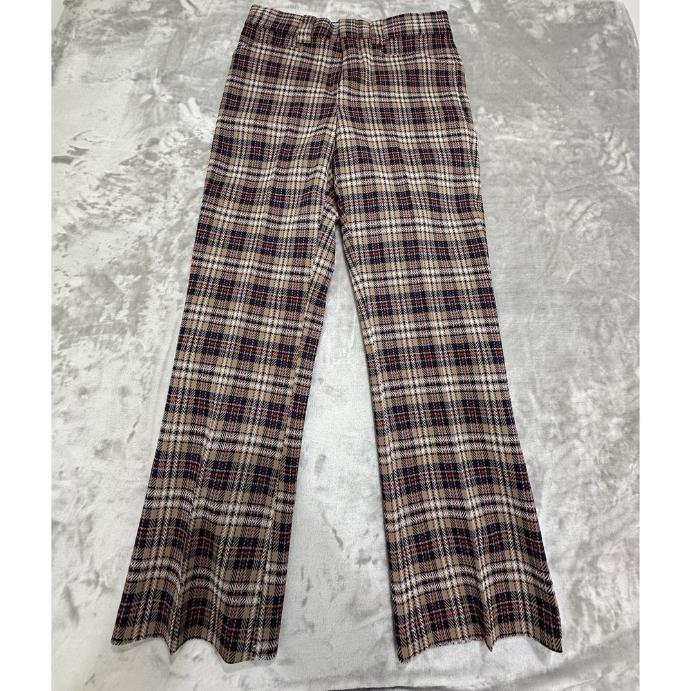 Vintage H.I.S. Mens Pants Squire 32x31 Polyester  1960s Chic‎ Leisure Plaid NWT